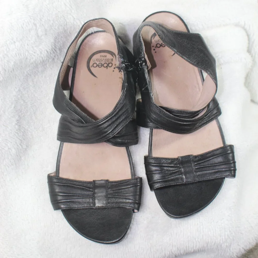 ABEO Women's Size 9 Black Leather ILLYSA BIOSystem Sandals EUC